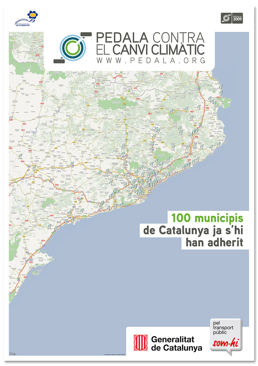 Pedala Contra el Canvi Climàtic 2009 - Cartell de poblacions participants